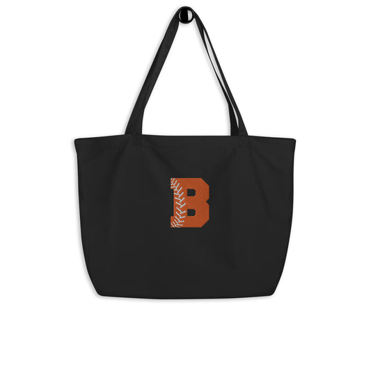 Buckeye Baseball/Softball B - Embroidered Large organic tote bag