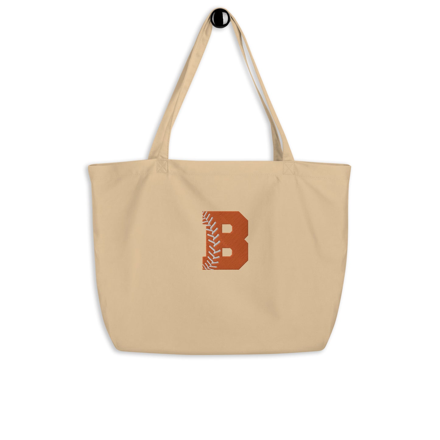 Buckeye Baseball/Softball B - Embroidered Large organic tote bag