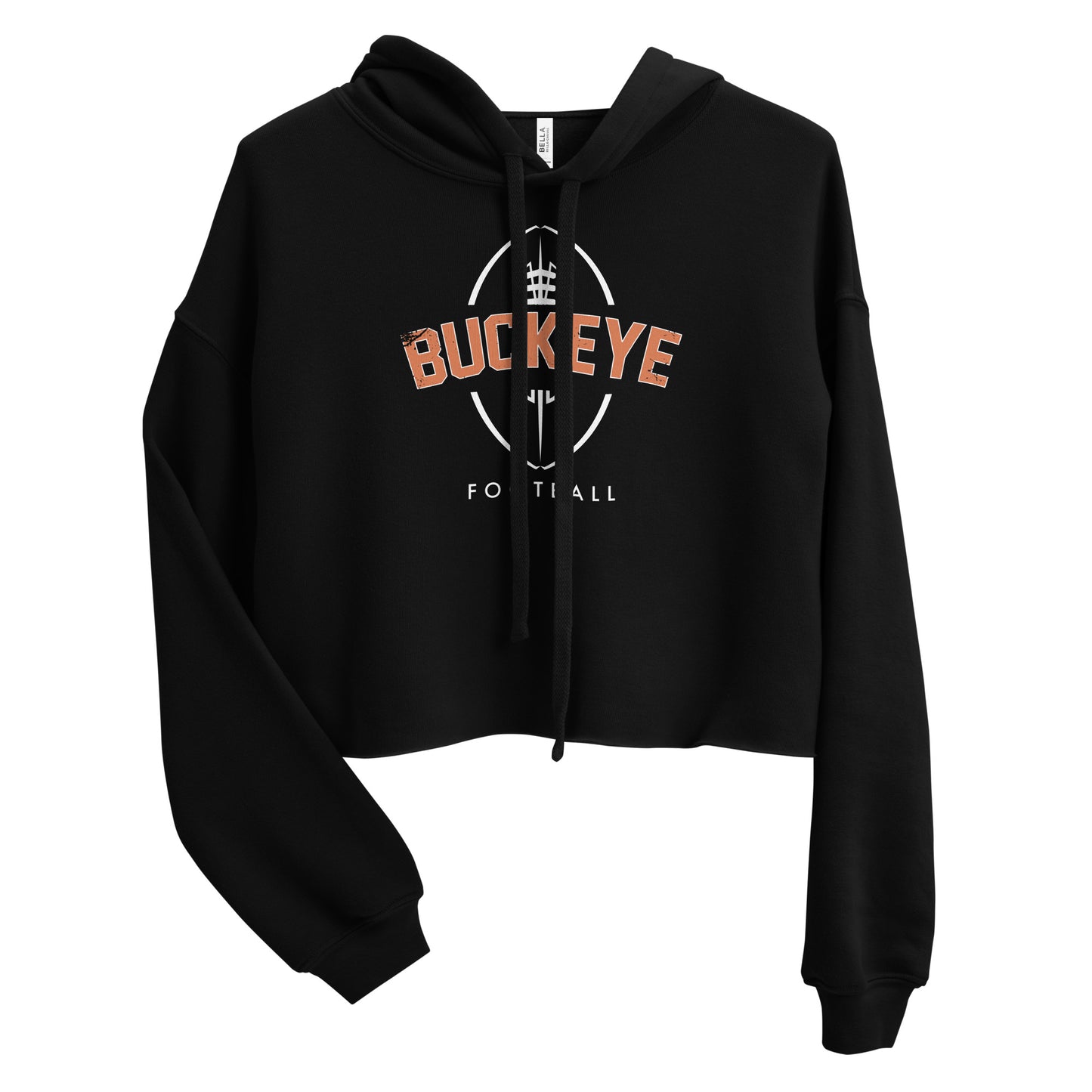 Buckeye Distressed Football - Crop Hoodie