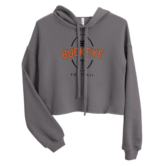 Buckeye Distressed Football - Crop Hoodie