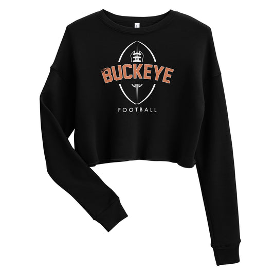 Buckeye Distressed Football - Women's Crop Sweatshirt