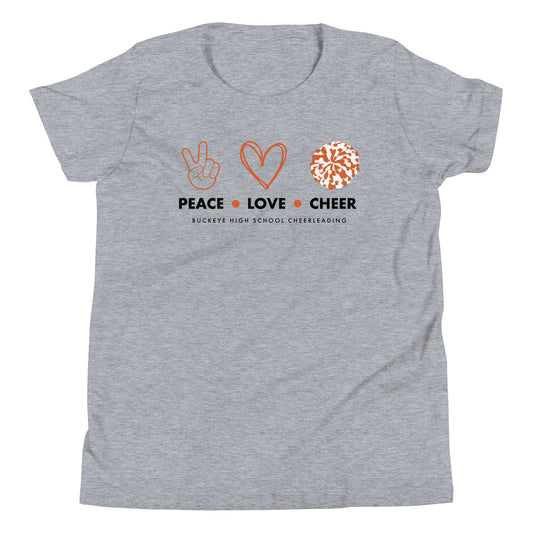 Buckeye Peace Love Cheer - Youth Tee